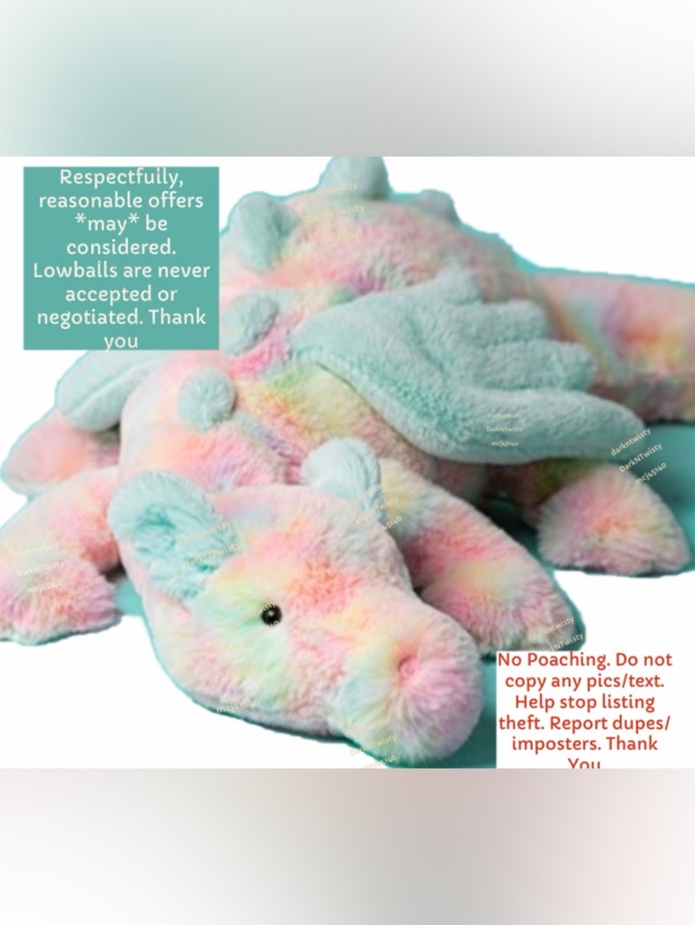 BNWT JellyCat HUGE Lazulia  Dragon MUCH BRIGHTER IRL RETIRED SIZE! AUTH RECEIPT - Picture 2 of 16